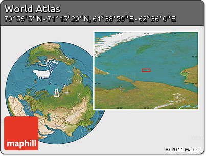 Satellite Location Map of the Area around 71° 5' 42" N, 62° 7' 30" E