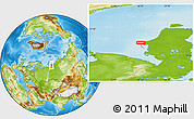 Physical Location Map of the area around 71° 5' 42" N, 66° 22' 30" E