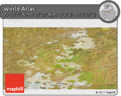 Satellite 3D Map of the Area around 71° 5' 42" N, 70° 37' 30" E