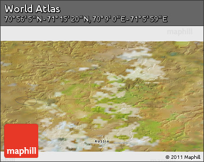 Satellite 3D Map of the Area around 71° 5' 42" N, 70° 37' 30" E