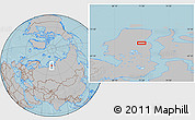 Gray Location Map of the area around 71° 5' 42" N, 71° 28' 29" E, hill shading