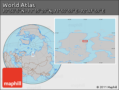 Gray Location Map of the Area around 71° 5' 42" N, 72° 19' 29" E