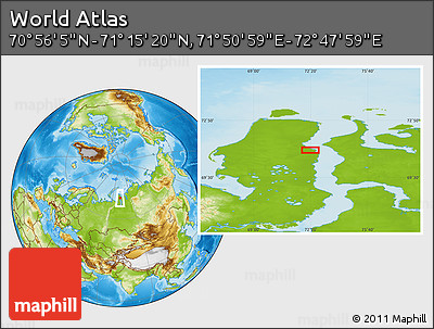 Physical Location Map of the Area around 71° 5' 42" N, 72° 19' 29" E