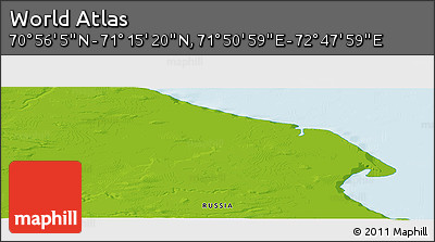 Physical Panoramic Map of the Area around 71° 5' 42" N, 72° 19' 29" E