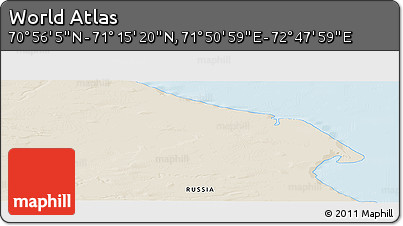 Shaded Relief Panoramic Map of the Area around 71° 5' 42" N, 72° 19' 29" E