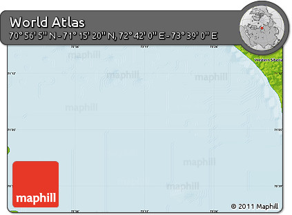 Physical Map of the Area around 71° 5' 42" N, 73° 10' 30" E