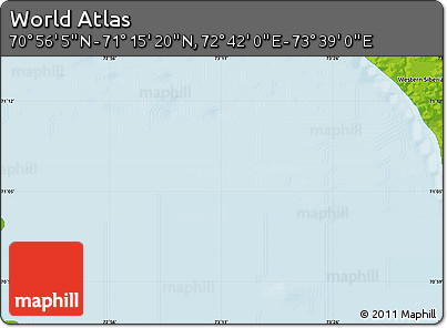 Physical Map of the Area around 71° 5' 42" N, 73° 10' 30" E
