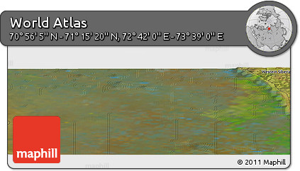 Satellite Panoramic Map of the Area around 71° 5' 42" N, 73° 10' 30" E