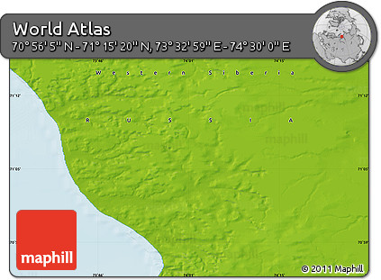Physical Map of the Area around 71° 5' 42" N, 74° 1' 30" E