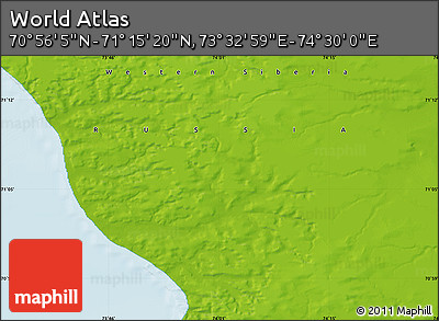 Physical Map of the Area around 71° 5' 42" N, 74° 1' 30" E