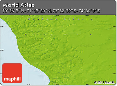 Physical Map of the Area around 71° 5' 42" N, 74° 1' 30" E