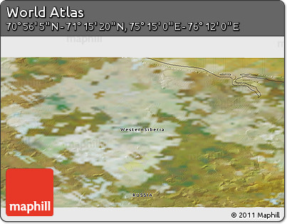 Satellite 3D Map of the Area around 71° 5' 42" N, 75° 43' 29" E