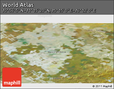 Satellite 3D Map of the Area around 71° 5' 42" N, 75° 43' 29" E