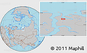 Gray Location Map of the area around 71° 5' 42" N, 75° 43' 29" E