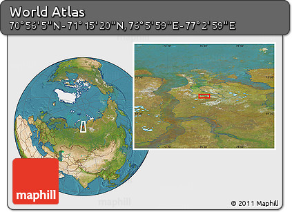 Satellite Location Map of the Area around 71° 5' 42" N, 76° 34' 29" E