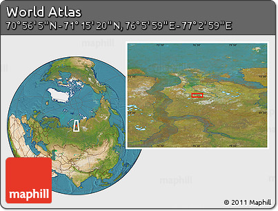 Satellite Location Map of the Area around 71° 5' 42" N, 76° 34' 29" E
