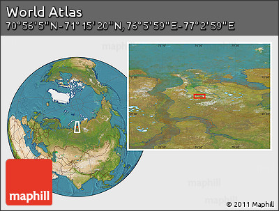 Satellite Location Map of the Area around 71° 5' 42" N, 76° 34' 29" E