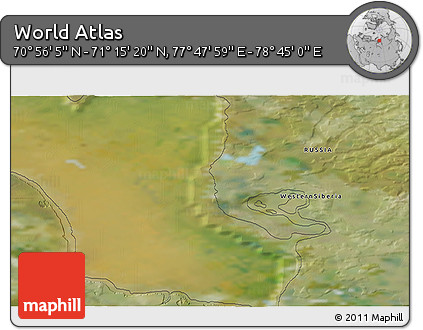 Satellite 3D Map of the Area around 71° 5' 42" N, 78° 16' 30" E
