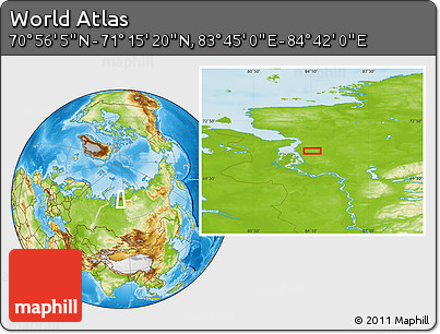 Physical Location Map of the Area around 71° 5' 42" N, 84° 13' 29" E