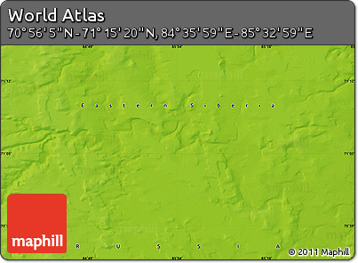 Physical Map of the Area around 71° 5' 42" N, 85° 4' 29" E