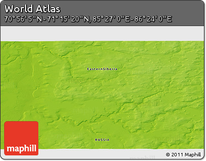 Physical 3D Map of the Area around 71° 5' 42" N, 85° 55' 30" E