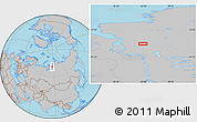 Gray Location Map of the area around 71° 5' 42" N, 85° 55' 30" E