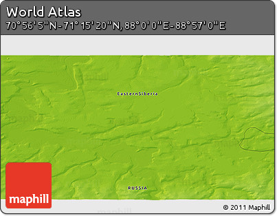 Physical 3D Map of the Area around 71° 5' 42" N, 88° 28' 29" E