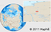 Shaded Relief Location Map of the area around 71° 5' 42" N, 88° 28' 29" E