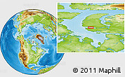 Physical Location Map of the area around 71° 5' 42" N, 88° 19' 29" W