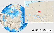 Shaded Relief Location Map of the area around 71° 5' 42" N, 91° 52' 30" E