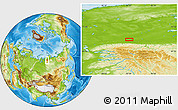 Physical Location Map of the area around 71° 5' 42" N, 93° 34' 29" E