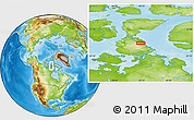 Physical Location Map of the area around 71° 5' 42" N, 93° 25' 30" W