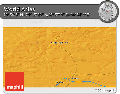 Political 3D Map of the Area around 71° 5' 42" N, 94° 25' 30" E