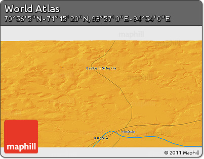 Political 3D Map of the Area around 71° 5' 42" N, 94° 25' 30" E