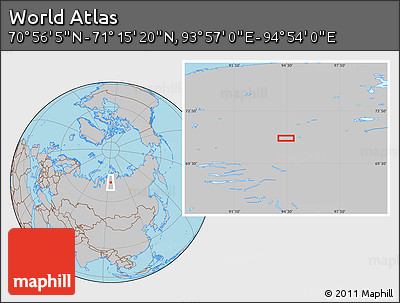 Gray Location Map of the Area around 71° 5' 42" N, 94° 25' 30" E