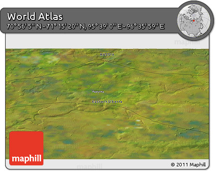 Satellite 3D Map of the Area around 71° 5' 42" N, 96° 7' 30" E