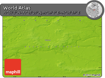 Physical Map of the Area around 71° 5' 42" N, 96° 7' 30" E