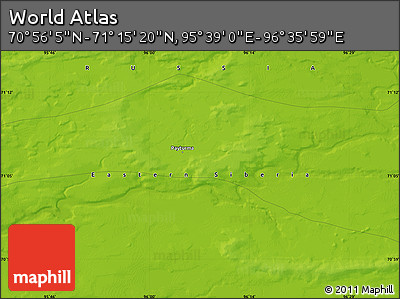 Physical Map of the Area around 71° 5' 42" N, 96° 7' 30" E
