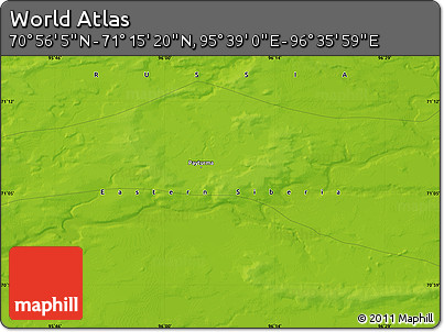 Physical Map of the Area around 71° 5' 42" N, 96° 7' 30" E