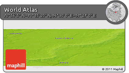 Physical Panoramic Map of the Area around 71° 5' 42" N, 96° 58' 29" E