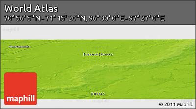 Physical Panoramic Map of the Area around 71° 5' 42" N, 96° 58' 29" E