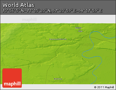Physical 3D Map of the Area around 71° 5' 42" N, 97° 49' 29" E