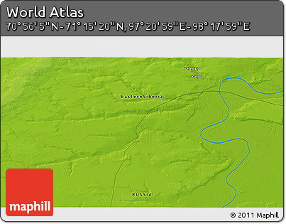 Physical 3D Map of the Area around 71° 5' 42" N, 97° 49' 29" E