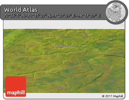 Satellite 3D Map of the Area around 71° 5' 42" N, 97° 49' 29" E