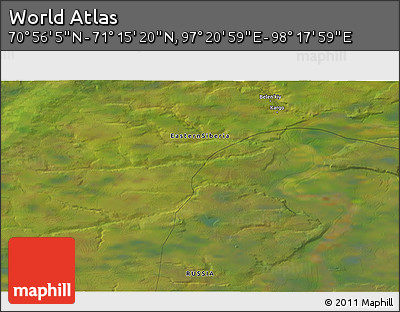 Satellite 3D Map of the Area around 71° 5' 42" N, 97° 49' 29" E