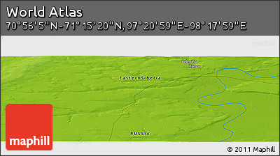 Physical Panoramic Map of the Area around 71° 5' 42" N, 97° 49' 29" E