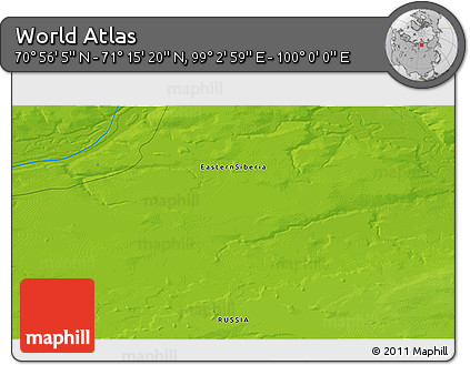 Physical 3D Map of the Area around 71° 5' 42" N, 99° 31' 30" E