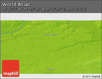 Physical 3D Map of the Area around 71° 5' 42" N, 99° 31' 30" E