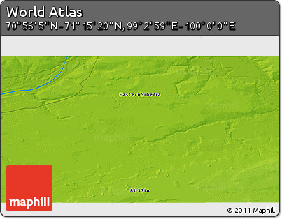 Physical 3D Map of the Area around 71° 5' 42" N, 99° 31' 30" E
