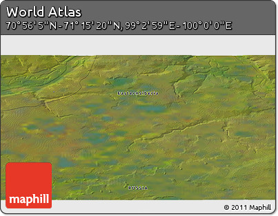 Satellite 3D Map of the Area around 71° 5' 42" N, 99° 31' 30" E